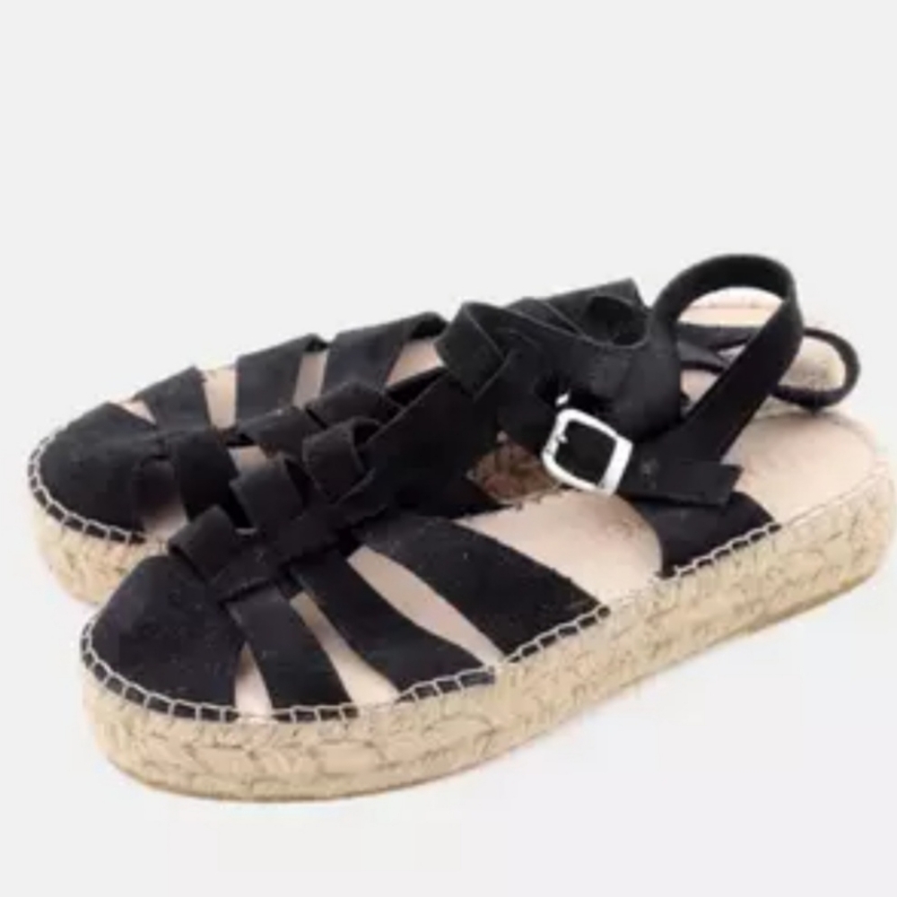 Macarena Black Flatform Gladiator Espadrilles Sandal, Size Various - Picture 1 of 10